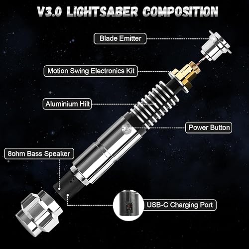 Miniatura 2 de ELESKOCO Sable de luz de duelo suave con aplicación, control de movimiento RGB infinito 16 colores cambiables Luke Light Sable  Sable de luz de