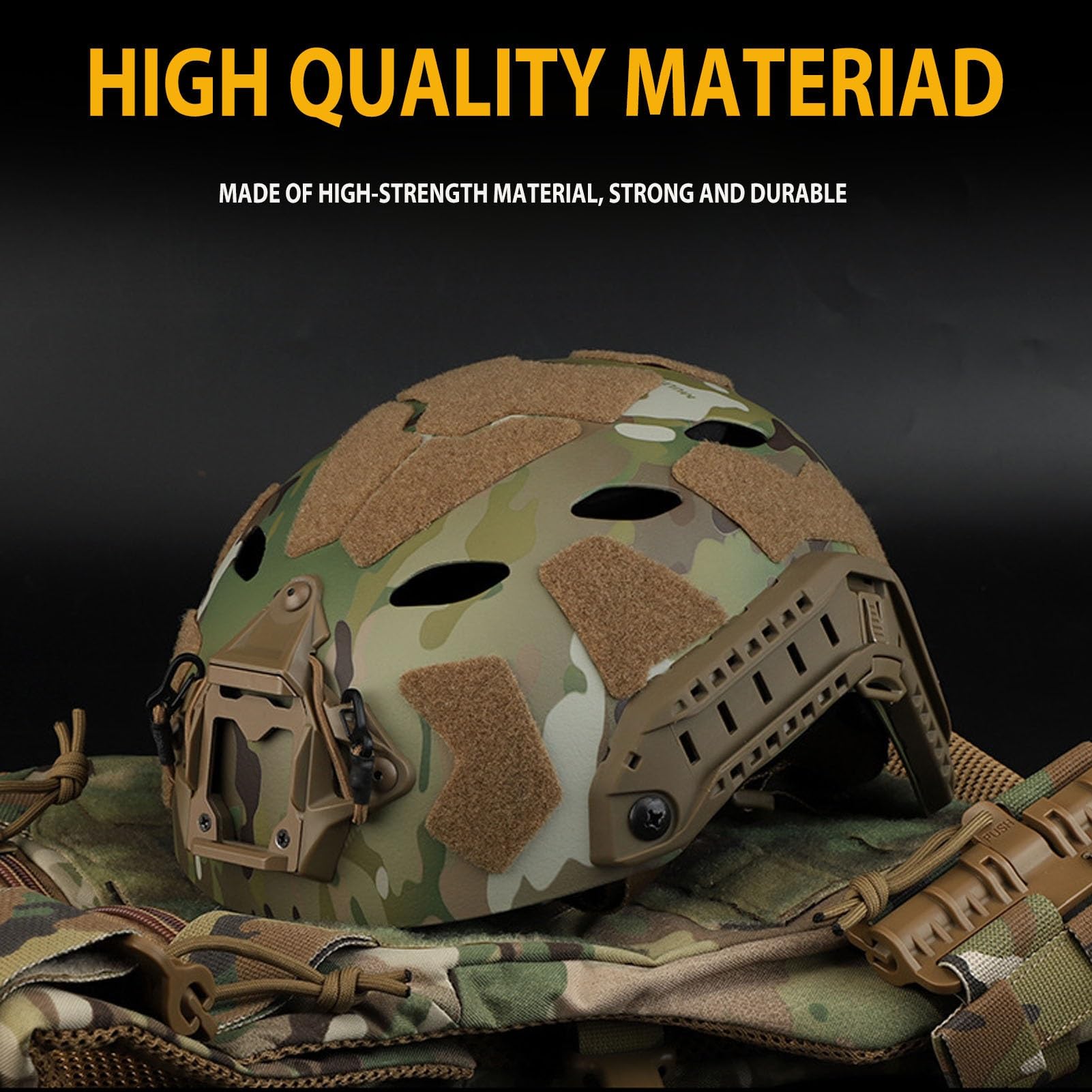 Casco Fast con Supporto NVG e Sistema di Binari Modulari, Resistente agli Urti e Ventilato per Giochi di Sopravvivenza, Arrampicata e Caccia
