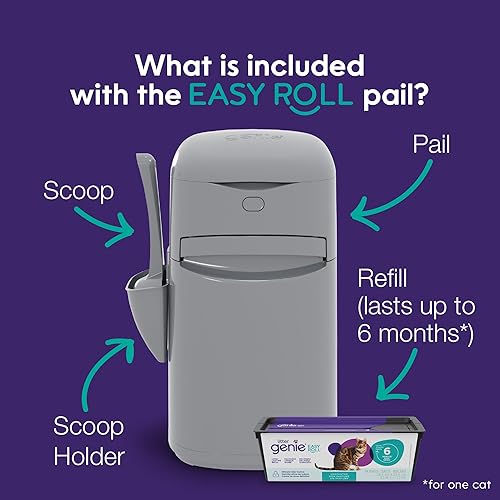 Vista 2 de Litter Genie Easy Roll - Cubo de eliminación de arena para gatos Control de olores, bolsas de repuesto y cucharada