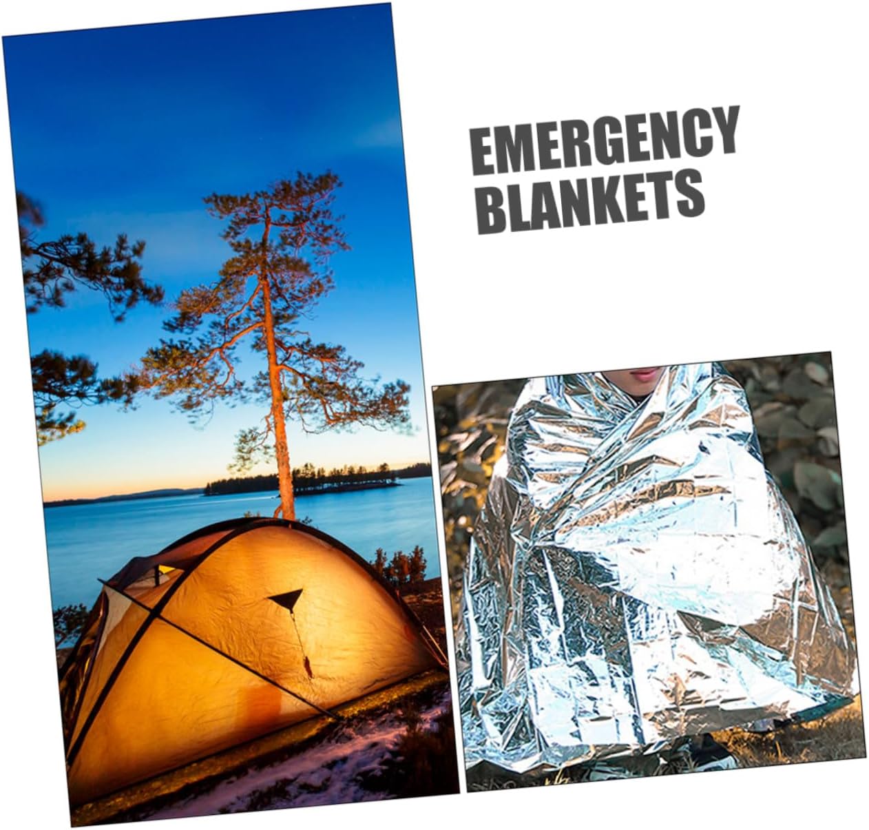 Zerodeko 4pcs Emergency Blankets Survival Thermal Reflective Camping Blanket Set, Silver Aluminum Foil Rescue Insulation Sheet 130x210cm for Outdoor First Aid and Hiking