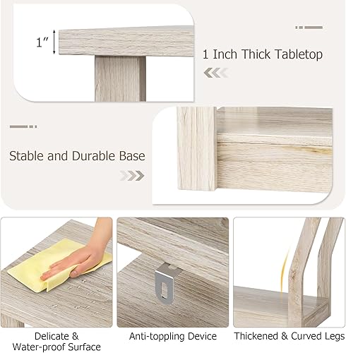 Miniatura 4 de Fireflowery - Mesa de entrada de 47 pulgadas con almacenamiento, mesa de pasillo de 3 niveles, muebles de sala de estar, mesa de sofá estrecha