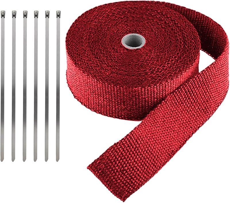 Manta Térmica Vermelha para Escapamento LKRXW 5 cm x 10 m – 6 abraçadeiras