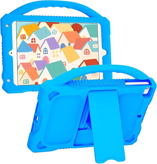 JOGUIIA iPad Mini 5/4/3/2/1 Case for Kids,Premium Silicone Case for Apple iPad 7.9inch Mini 5th/4th/3rd/2nd/1st Generation Built-in Stand Handle(Blue)
