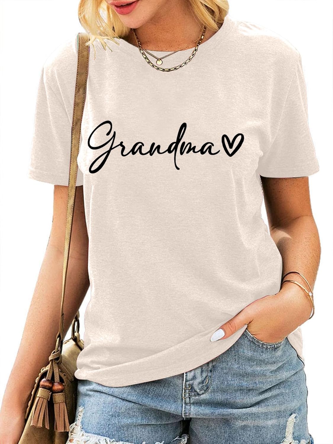 Grandma Shirts for Women Nana Shirt Heart Printed Casual Gigi Short Sleeve Tee Top - Image 4
