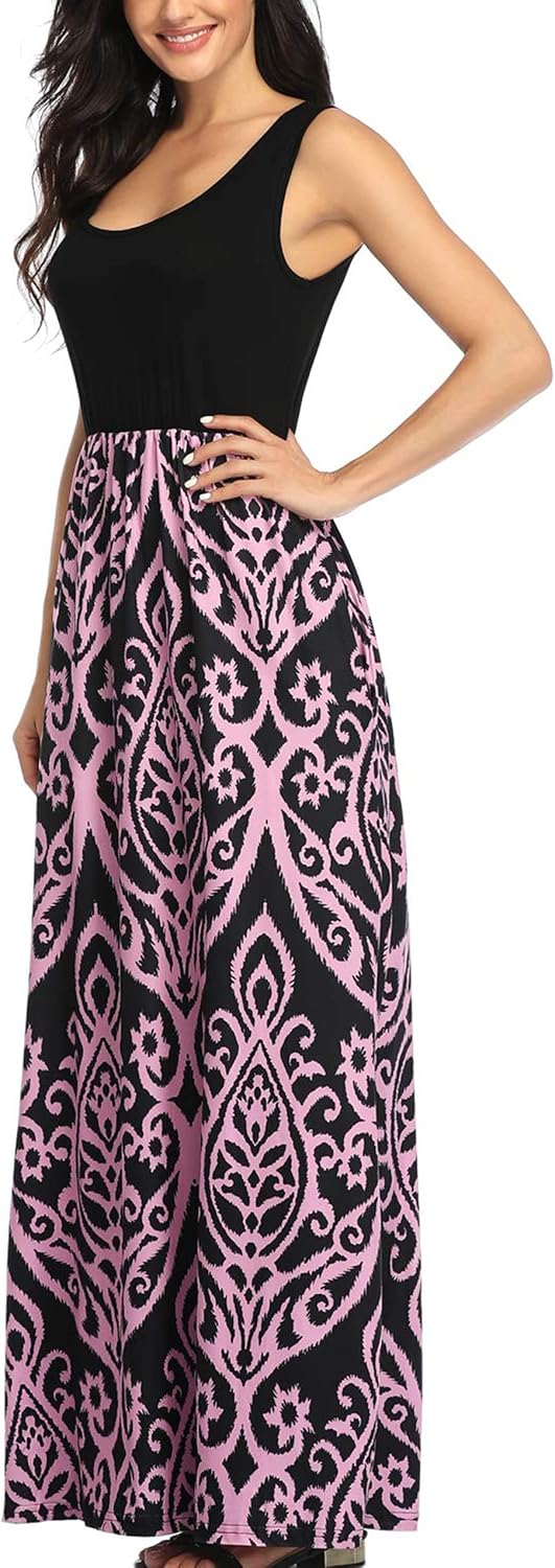 Lacavocor Womens Summer Maxi Dress Tank Top Sleeveless Long Dresses image 2