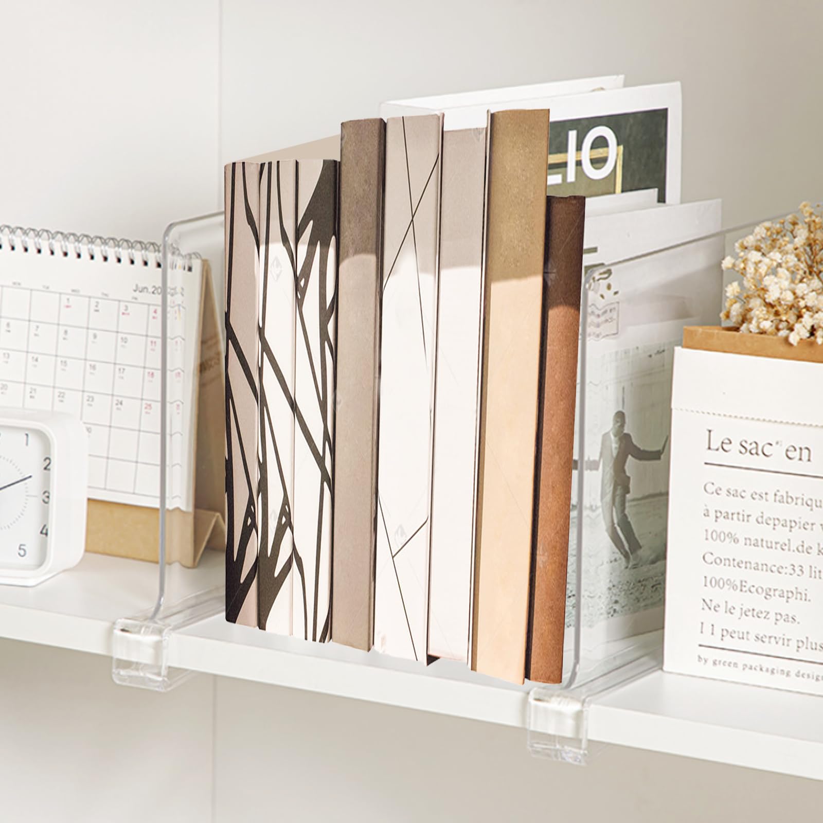 Séparateurs D’étagère En Acrylique Transparent – 4 Pièces – Organisation Placard, Rangement Armoire Facile