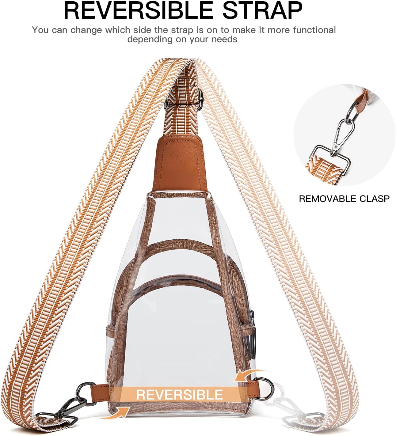 Clear bags Stadium Approved Crossbody Sling Bag Fanny Pack Backpack Purses for Women Men Belt bag for stadium events