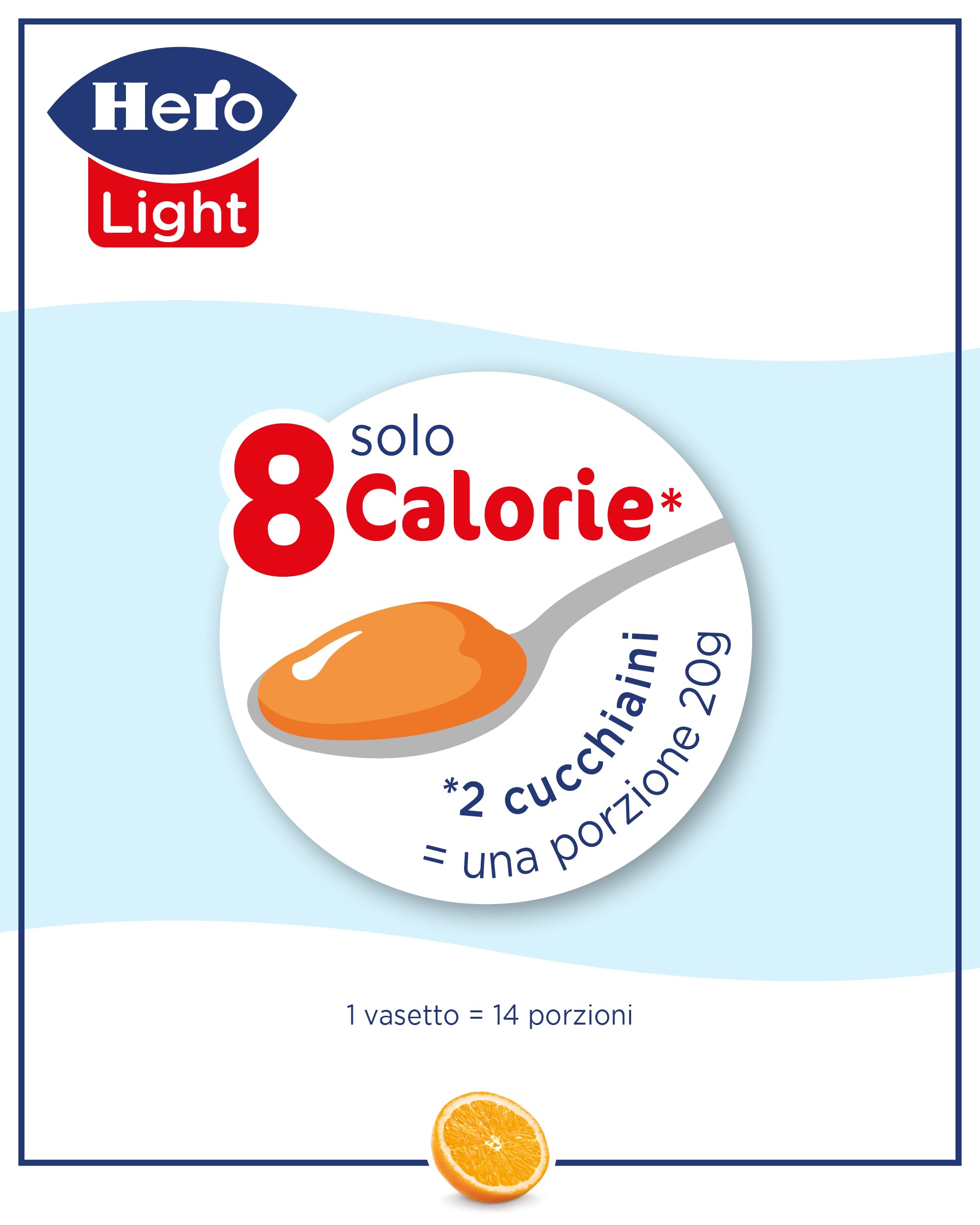 Hero Light Marmellata di Arance Amare Light, 8 Vasetti da 280 gr, Marmellata e Confettura Extra, Frutta di Alta Qualità, senza conservanti e senza coloranti, Pochissime Calorie per Porzione