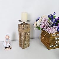 Vista 2 de Portavelas de madera para velas de pilar – Portavelas rústico de Navidad para chimenea, mesa, mesa de boda, mantel de mesa de Navidad de madera