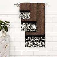 Vista 2 de Popular Bath Toallas de baño, colección Jezella, juego de 3 piezas, estampado animal, marrón, juego de toallas