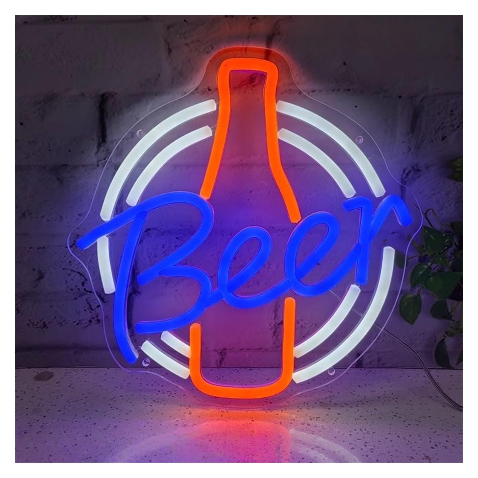 Hanging Art Neon Signs "Beer"Neon Sign Business Wall Decoration Dimmable For Bars, Restaurants, Parties Commercial 30x29.3cm