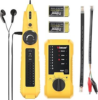 Network Cable Tester, VXSCAN Cable Tester Line Finder Wire Tracer for Cat5 Cat6 Test, Ethernet/Telephone Cable Toner with Earphone for RJ11 RJ45 Continuity Checking, LAN Network Cable Collation