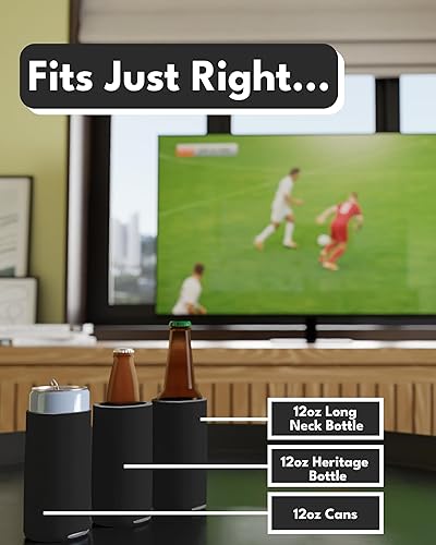 Miniatura 4 de PartyPrints Paquete de 25 fundas delgadas negras en blanco para enfriar latas, enfriadores de latas de sublimación a granel, funda aislante de