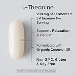Sports Research® Double résistance «Suntheanine» L-Theanine à l'huile de coco biologique - Encourage l'alerte, la concentration et la détente sans somnolence - 200 mg L Supplément à la théanine - 60 Capsules de softgel
