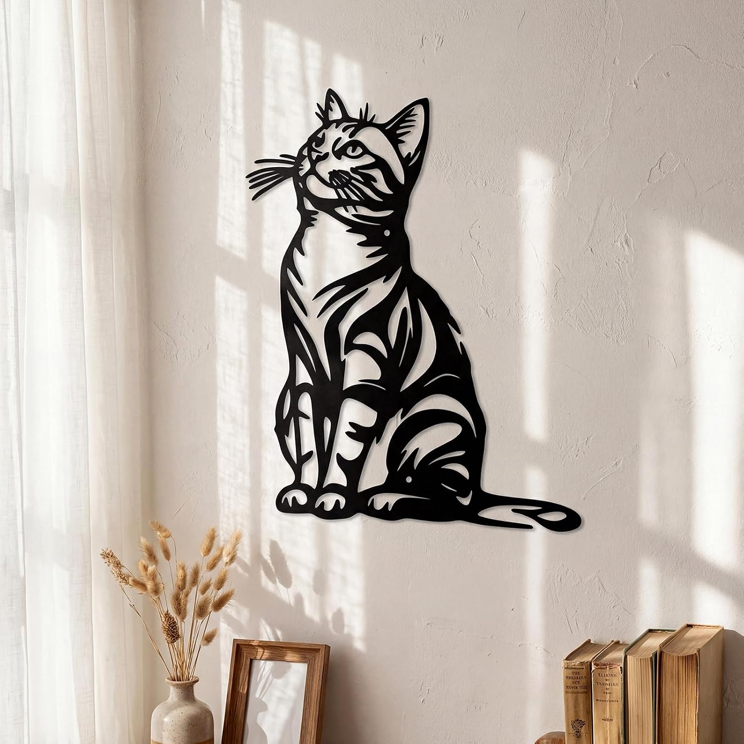 Otoolling Black Cat Wall Art Silhouette Metal Wall Decor, Cute