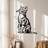 Otoolling Cat Wall Art Decor Black Metal Wall Sculptures for Cat Lovers 11.8 x 8.6 Inch Cats Sign Therian Decor for Living Room Bedroom Kitchen Home Decoration