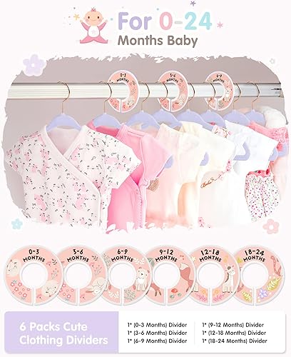 Miniatura 2 de VIS'V - Perchas de terciopelo morado de 11 pulgadas para niños, con 6 divisores de tamaño, antideslizantes, para guardería, armario, para bebés,