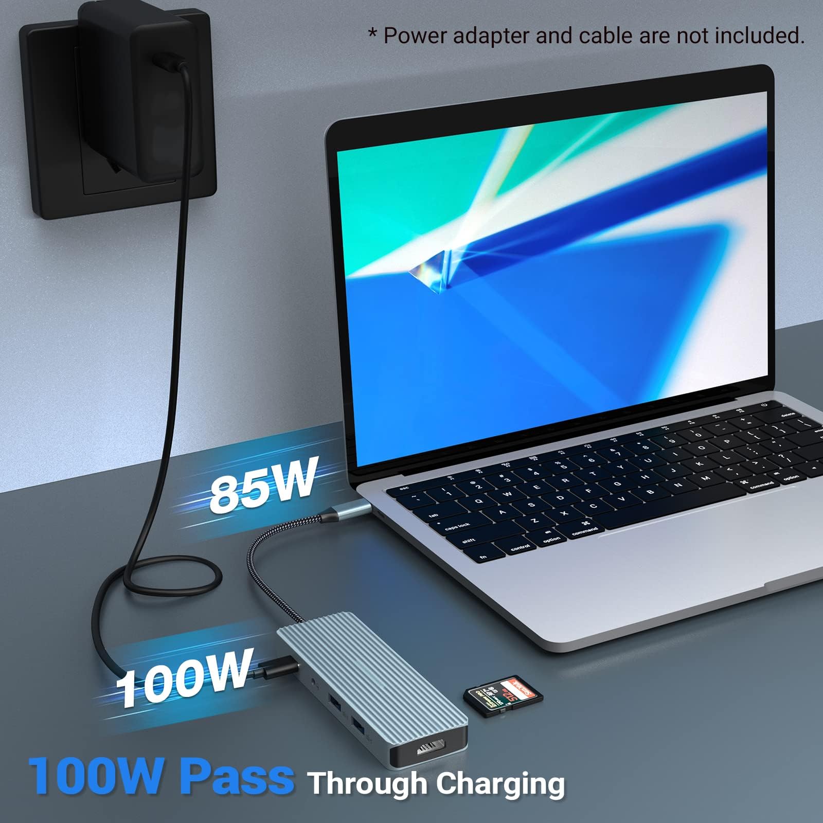 Docking Station USB C HUB, 10 en 1 USB C Docking Station con HDMI 4K, 2 USB 3.0, 2 USB 2.0, USB C, 100W PD, Tarjeta SD/TF Compatible con MacBook Pro/Air, Surface Pro/Go