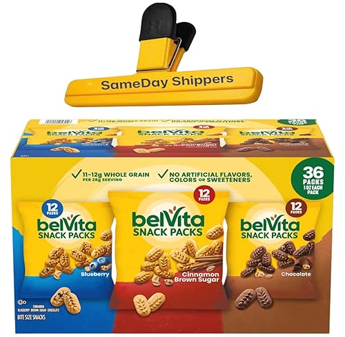BelVita - Paquetes variados de galletas de desayuno  3 sabores naturales  12 paquetes de aperitivos belVita de chocolate, 12 paquetes de aperitivos