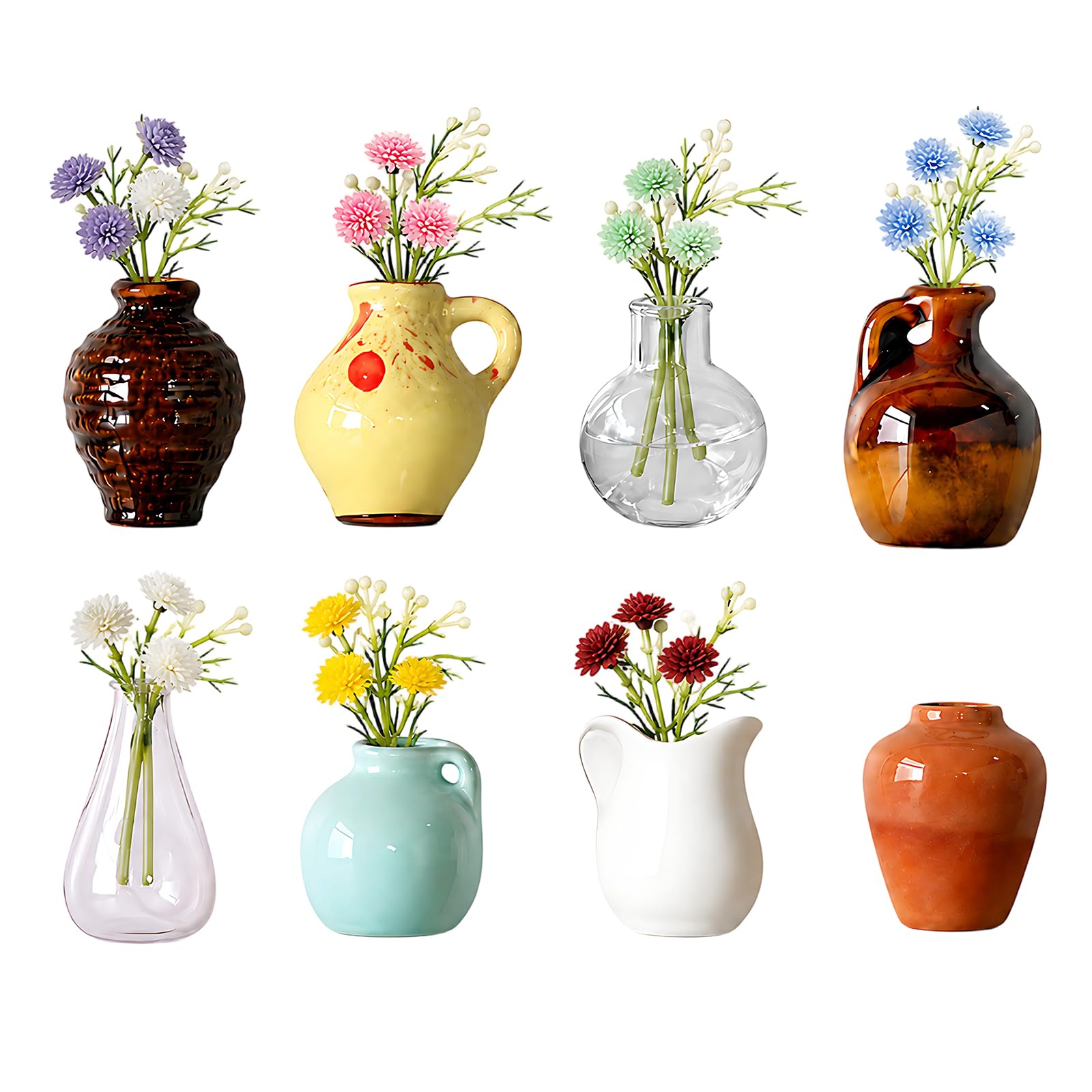 15PCS Vase Fridge Suction Holders, Mini Suction Cup Vases for Fridge, Fridges Vase with Suction - Set of Small Suctions Flower Holders for Kitchen Office Decor, for Housewarming
