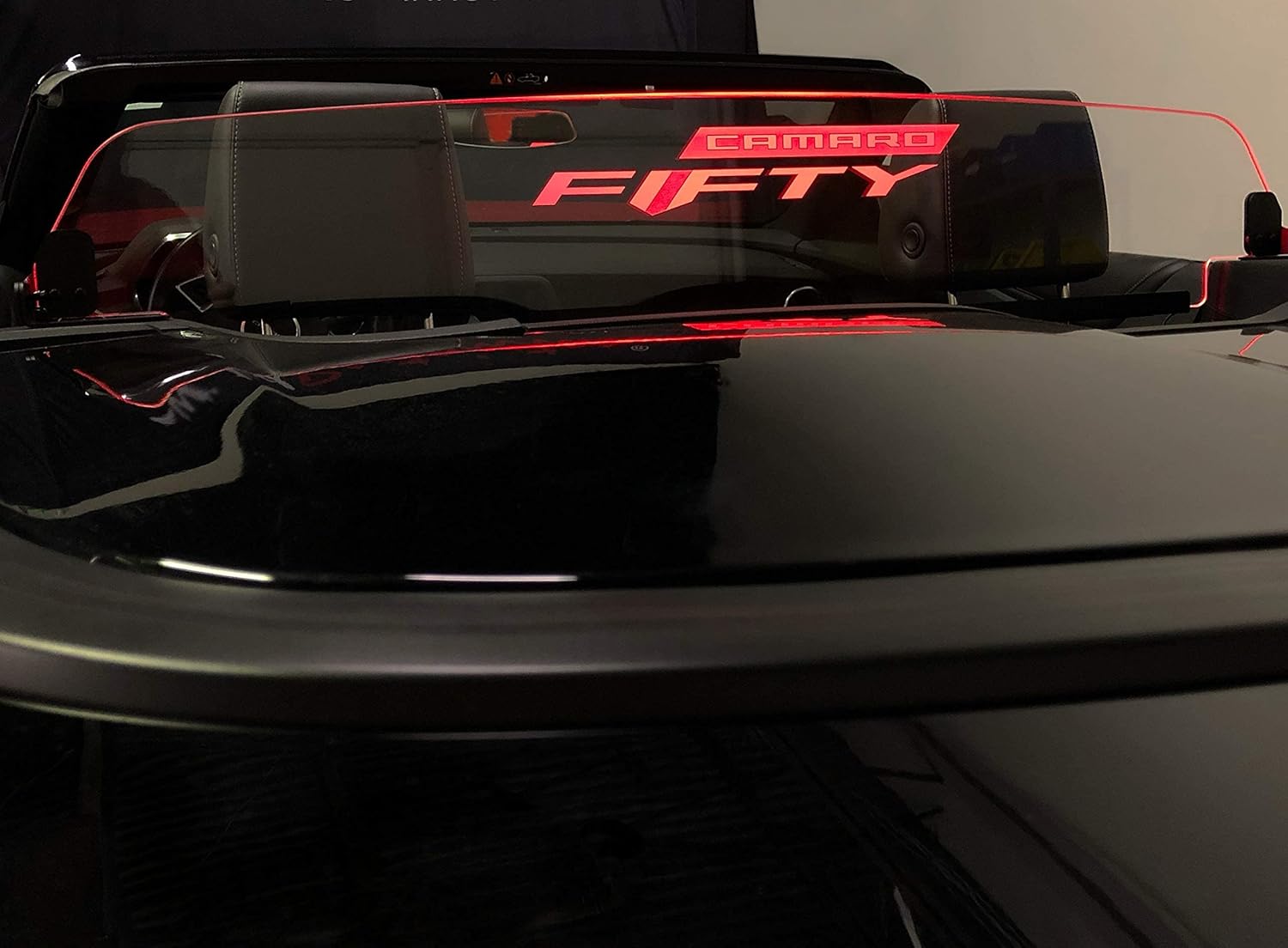 Wind Deflector for Camaro 6 Convertible 2016+, Wind Blocker with Camaro Fifty Logo, Multi-Color LED w Dimmer Remote, Bundle Price…
