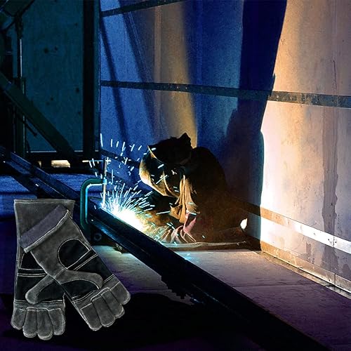 Miniatura 13 de Guantes de cuero para soldadura/barbacoa, 16 pulgadas, 932℉, guantes de soldadura resistentes al calor/fuego, guantes para horno, parrilla