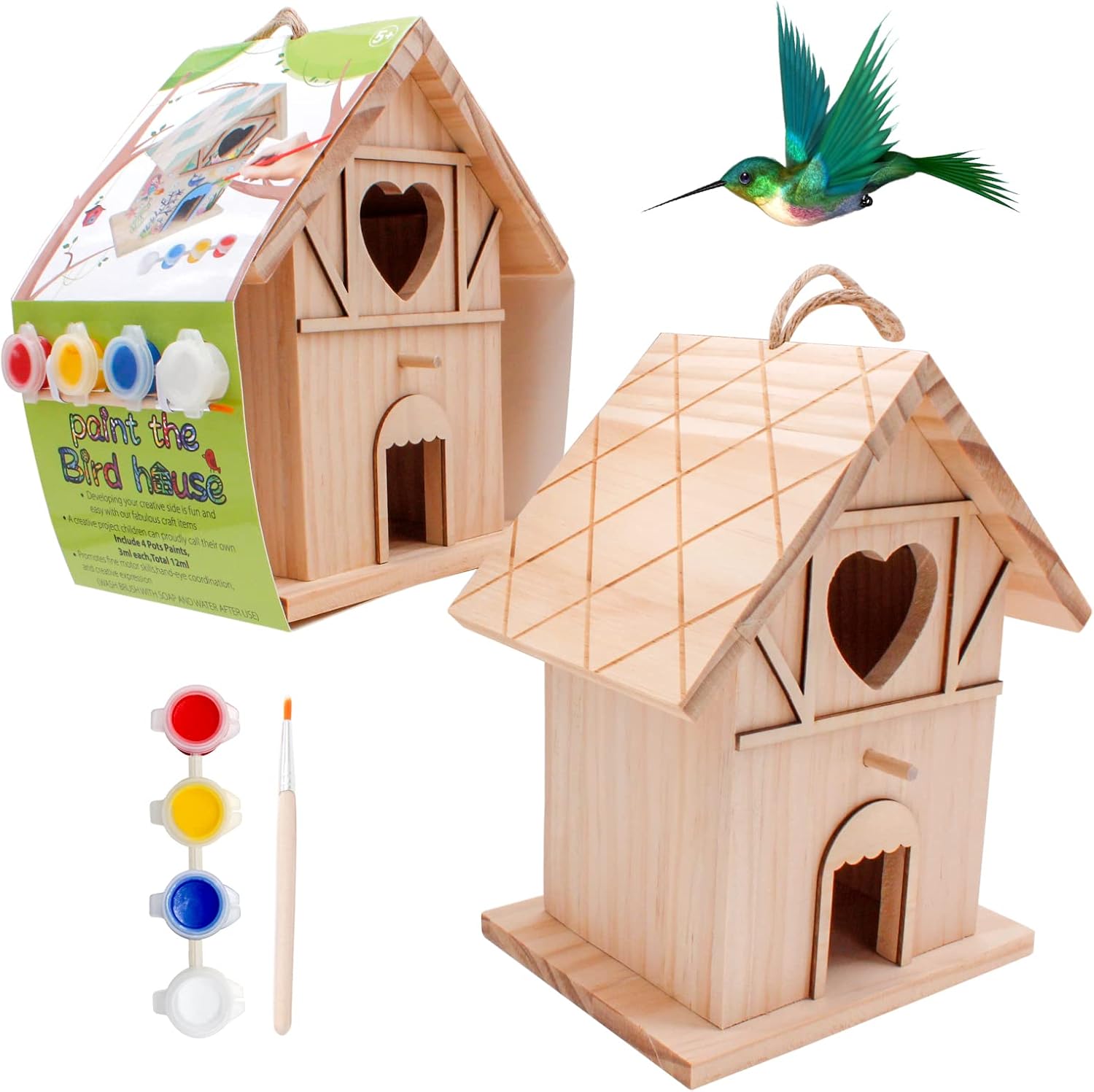 Amazon.com: DIY Wooden Birdhouse Painting Kit for Kids, Bird House to