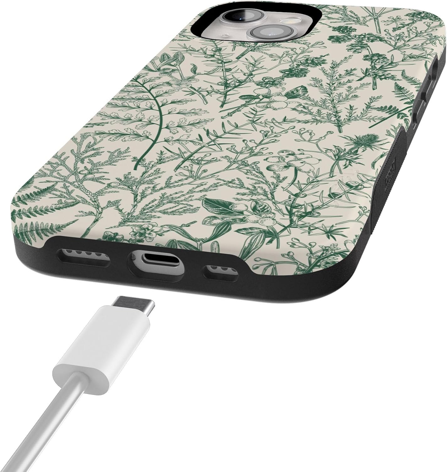 Casely iPhone 15 Case | Sage Garden | Green Floral | Bold Protective Design | Compatible with MagSafe