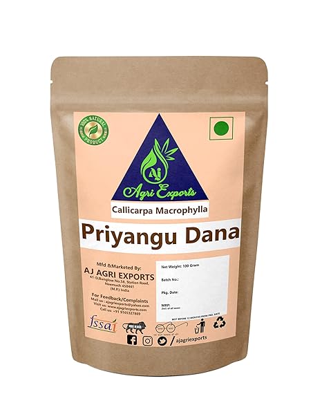 AJ AGRI EXPORTS Priyangu - Priyangu Dana - Priyangu Seeds - Phool Priyangu Seeds - Priyanku Dana - Priyanku Seeds - Callicarpa Macrophylla - ????????? ???? (100Gram)