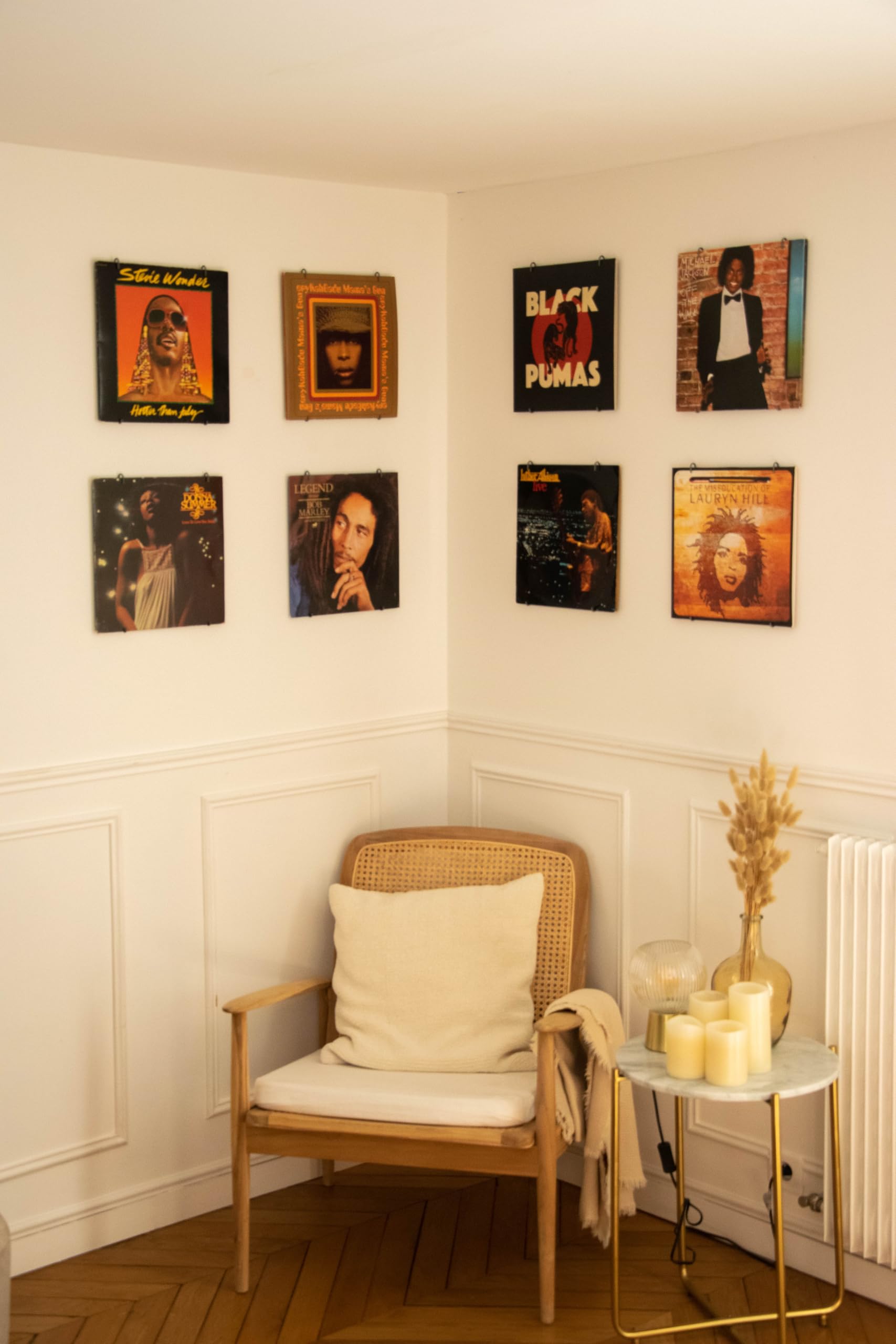 Générique Vinylis – 4 Supports Muraux Vinyle 33 Tours | Accroche et Présentoir pour Pochettes | Cadres Déco Pochette Disque | Rangement et Porte Vinyle Design | Métal Noir