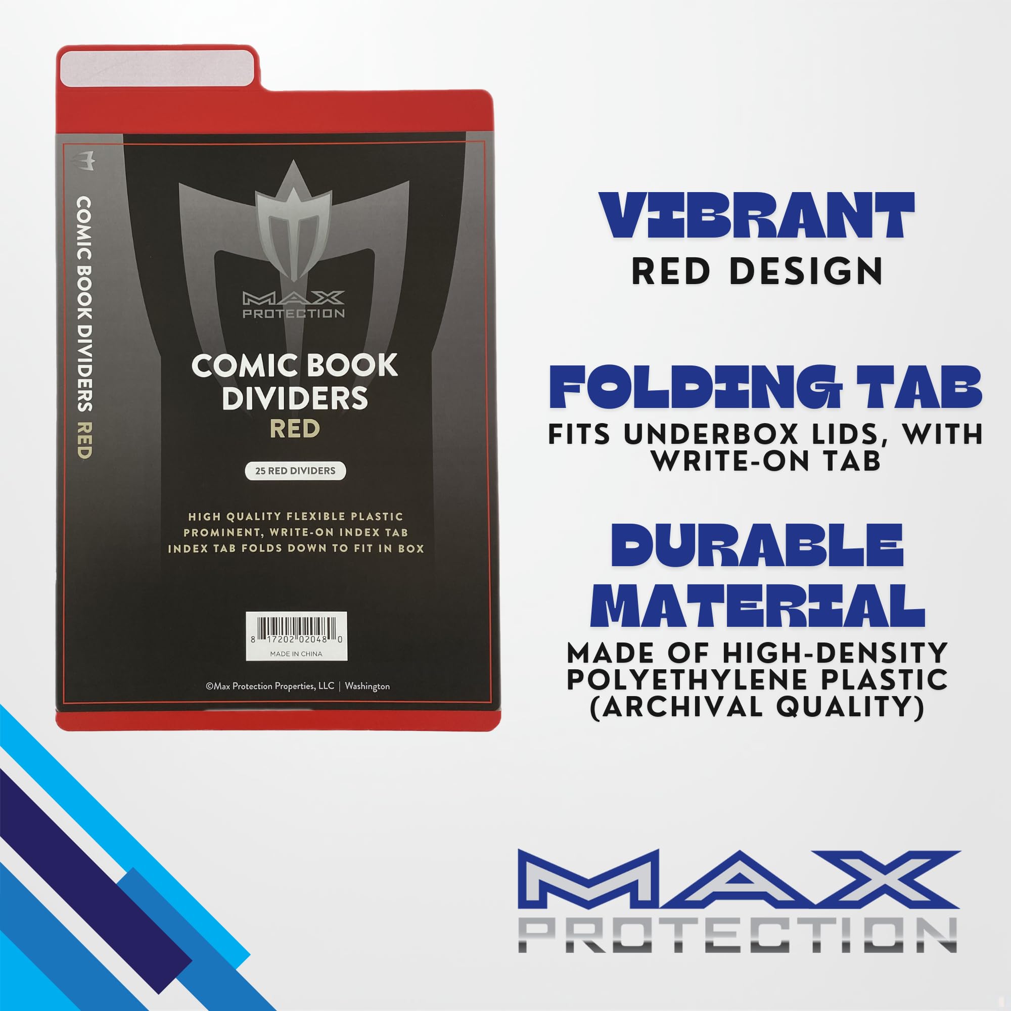 25 ct Max PRO Comic Book divisori – Rosso – Nuovo Design Innovativo Flex Fold Tabs