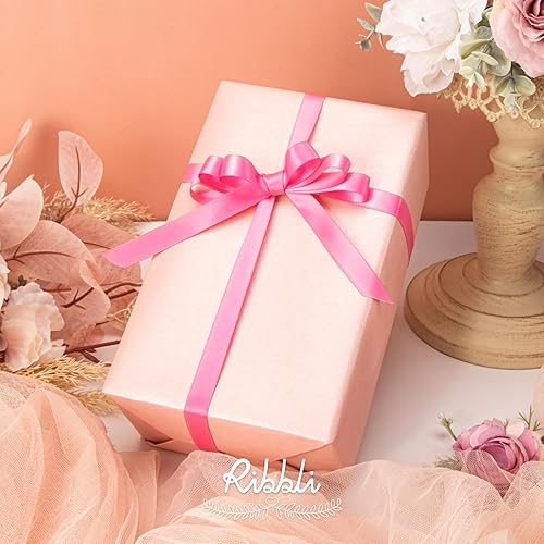 Miniatura 415 de Ribbli - Cinta de satén blanca de doble cara, 1 pulgada x 25 yardas, uso para ramo de lazos, envoltura de regalos, arreglos florales