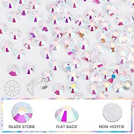 Novani Rhinestones 3000Pcs Flatback Crystal Round Loose Gemstones Glass Rhinestones for Crafts Makeup Nail Art Clothes Shoes DIY Decorations(SS10, 2.7-2.9mm,Transparent)