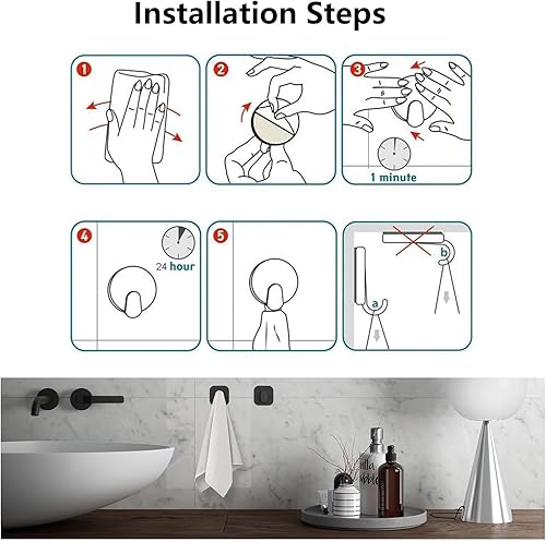 Miniatura 7 de Paquete de 4 ganchos adhesivos de acero inoxidable, ganchos de pared adhesivos multiusos para toallas, llaves, bolsas, ideales para baño, cocina y