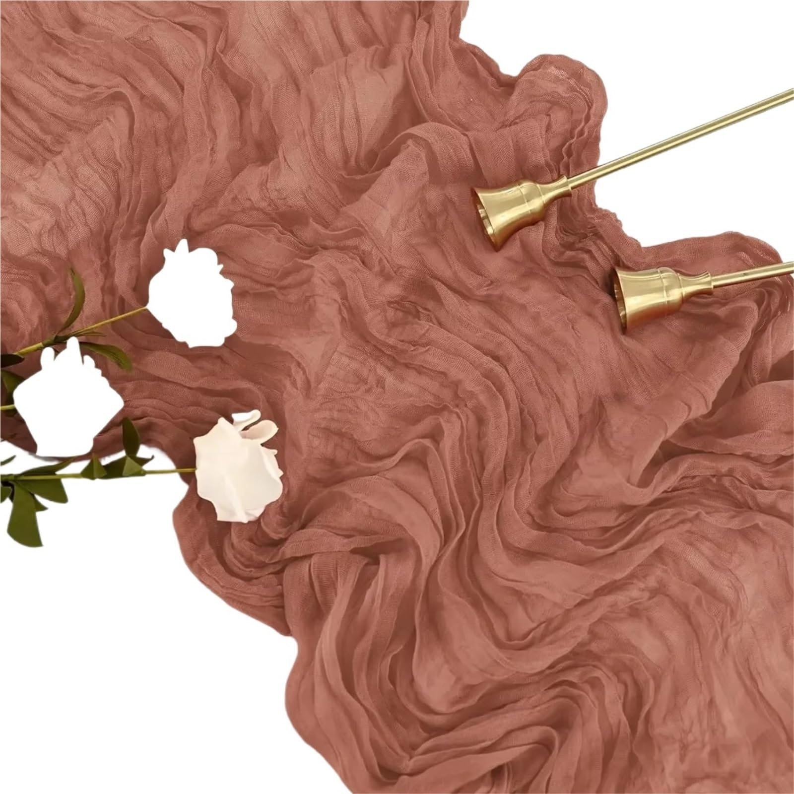 90*300CM Light Pink Cheesecloth Table Runner Gauze Fabric Rustic Sheer Runners Chair Sashes