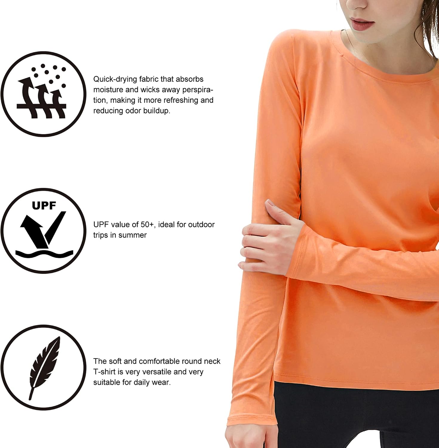 Women's Sun Protection Long Sleeve Shirts, UPF 50+ UV Rash Guard Swim Shirt, Workout Hiking Running Athletic Tops thumbnail