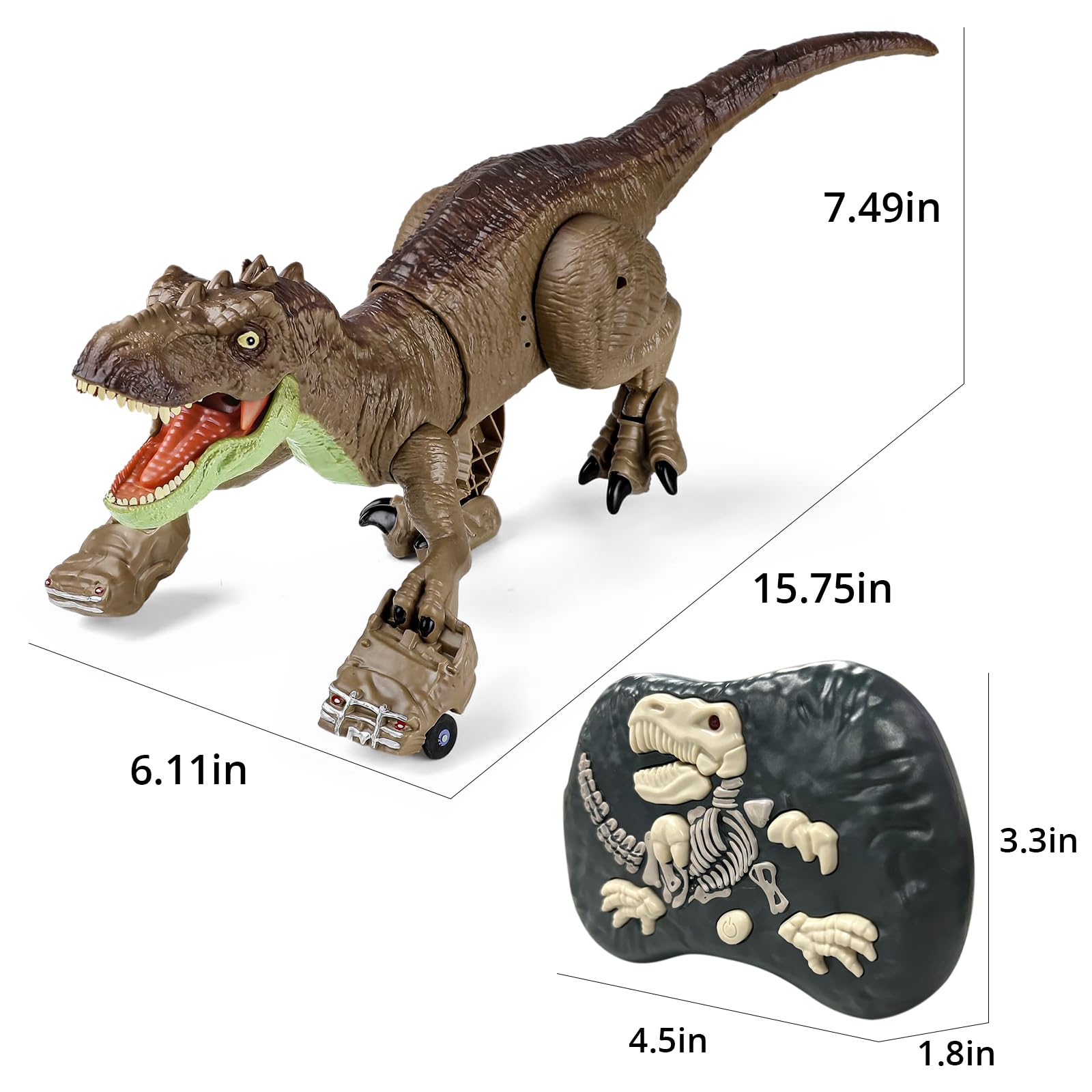 Tecnock 2025 Dinosaure Télécommandé Rechargeable pour Enfants, Robot T-Rex avec Lumières, Sons, Pulvérisation, Marche Réaliste, Télécommande 2.4GHz, 60 Min de Jeu, Cadeau Garçon Fille 3+ Ans