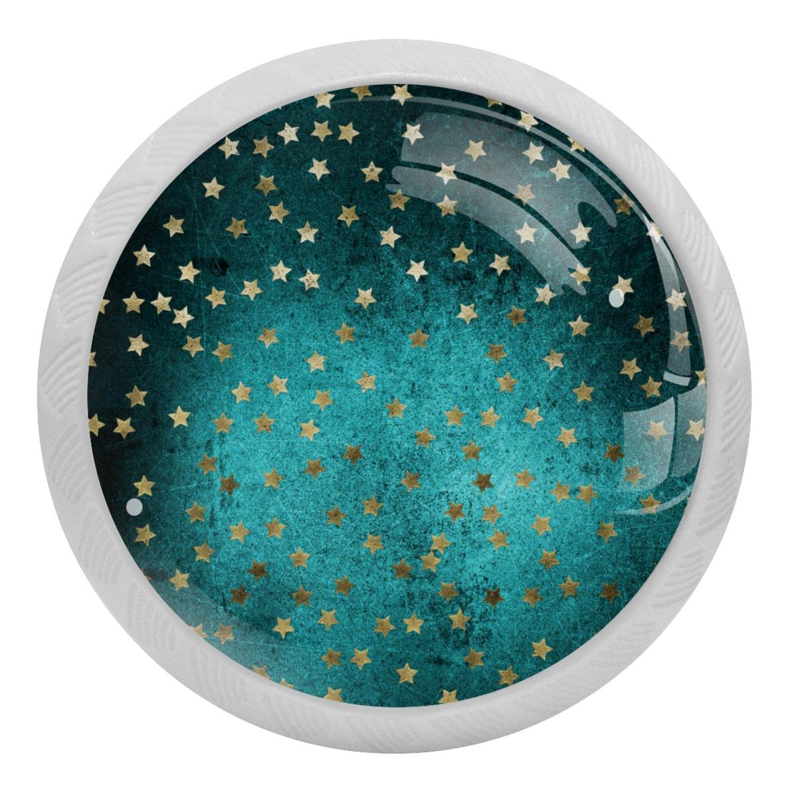 Poignées de tiroir en verre bleu grunge bouton de meuble fluorescent étoiles