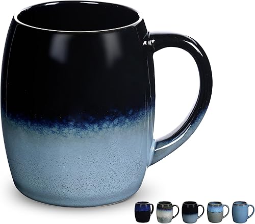 Taza de café grande, tazas de café de cerámica de 20 onzas con mango grande, taza de té de cerveza grande y pesada para oficina y hogar, tazas de