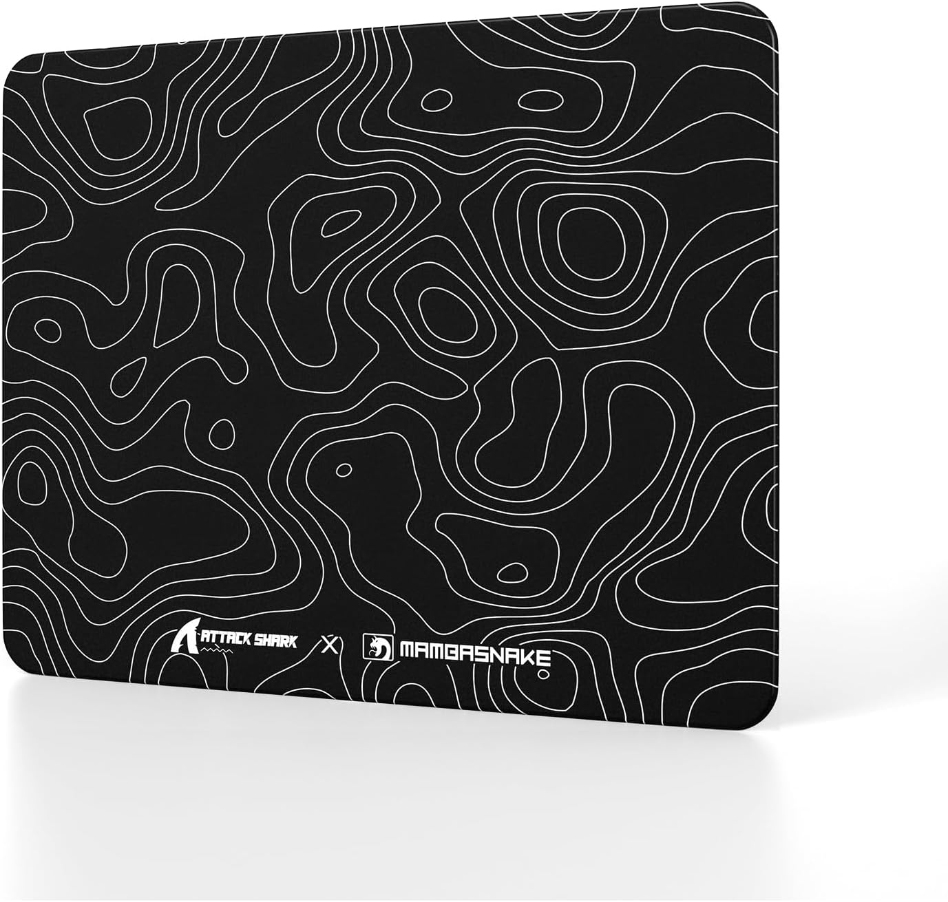 Attack Shark CM05SE Glass Gaming Mousepad,Nano-Micro-Etched Texture,Smooth Glass Surface,High Accuracy,Fast-Moving,Anti-Scratch, PU Leather Super Non-Slip Base,Small Size(410×310mm),Black Contour