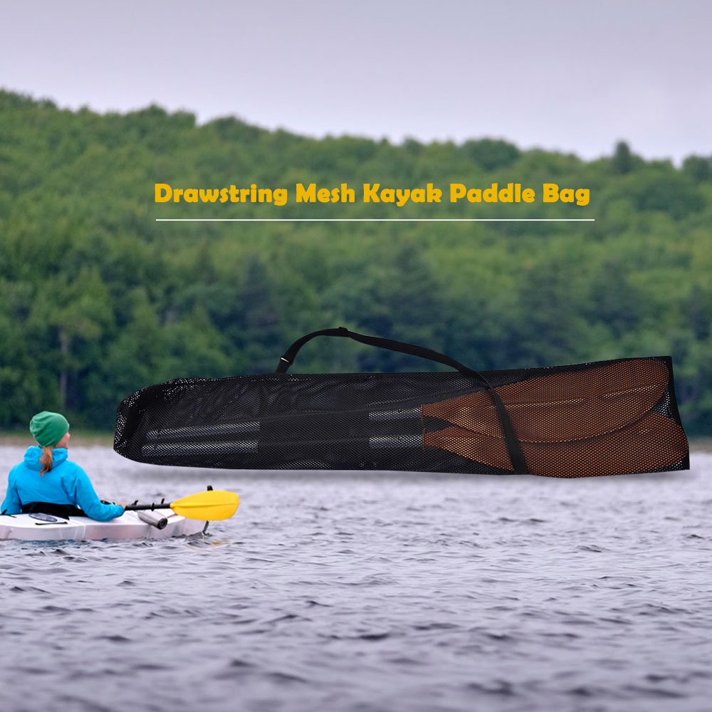 Lixada Drawstring Mesh Kayak Paddle Bag Split Shaft Canoe SUP Paddles Cover Storage Transport Mesh Bag