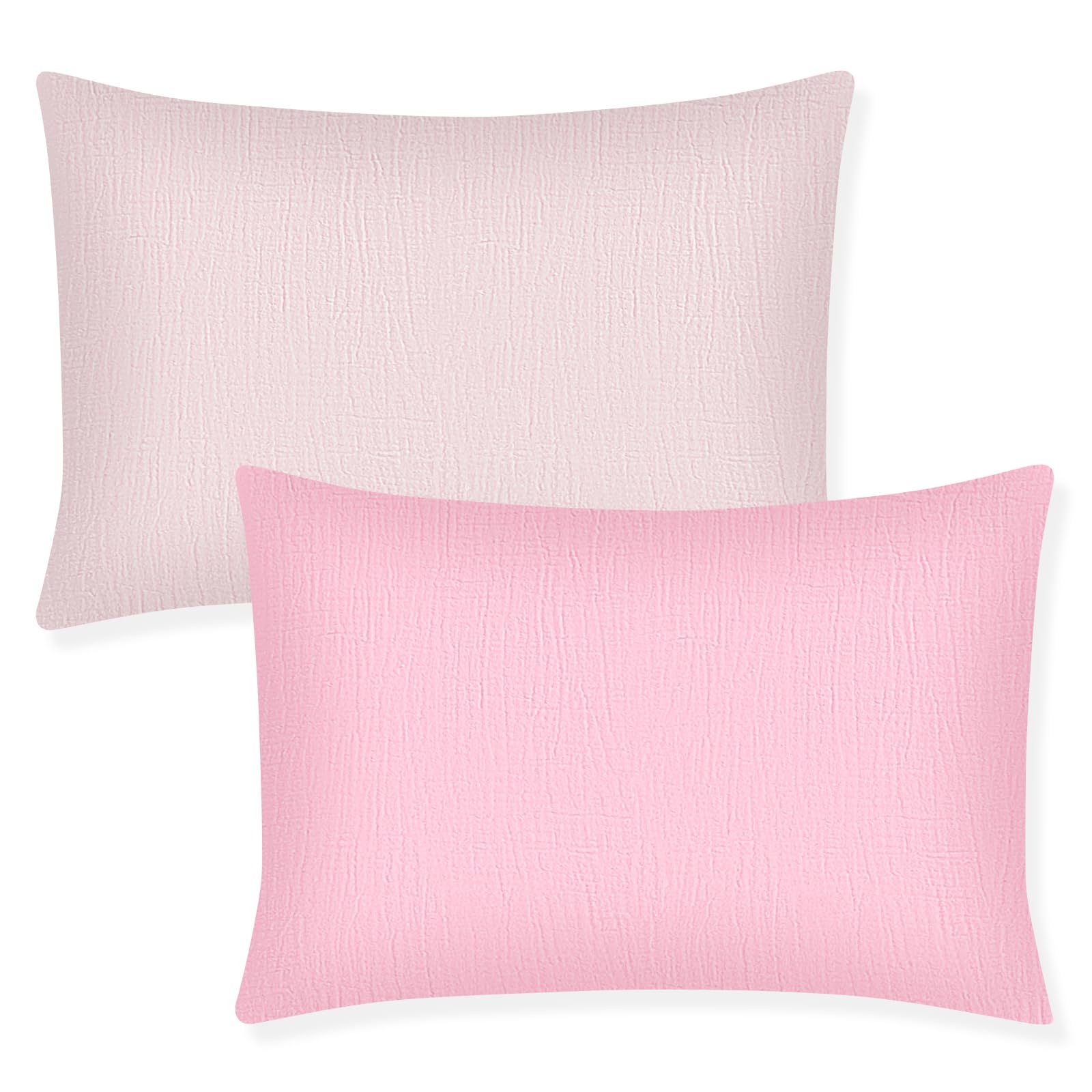 Winmany Reisekissenbezug aus Baumwoll-Musselin, mit Umschlag, Zubehör für Reisebett 33 x 45,7 cm, 35,6 x 48,3 cm, 30,5 x 40,6 cm, Hellrosa und Rosa