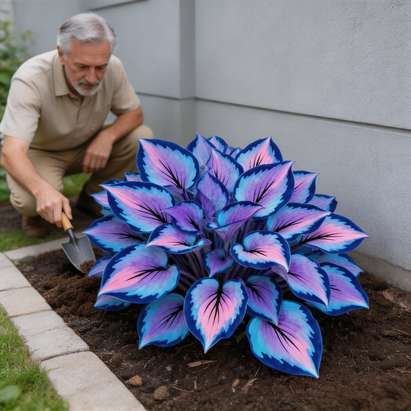 Perennial Rainbow Colorful Hosta Rhizome-Brilliant Hosta Bulbs for Planting Now UK-Grow Well-Excellent Display-Potted-Low Maintenance-4Bulbs -b