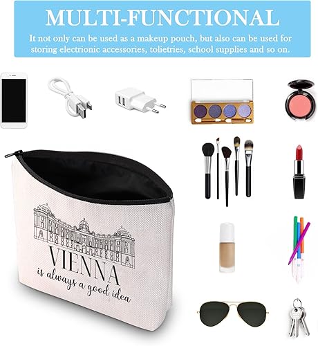 Miniatura 3 de GJTIM Viena Travel Souvenir Gift Viena Regalo Sorpresa Viena Viaje Vacaciones Viaje Bolsa de Maquillaje Para Viena Viajero Turista, Bolsa de Viena