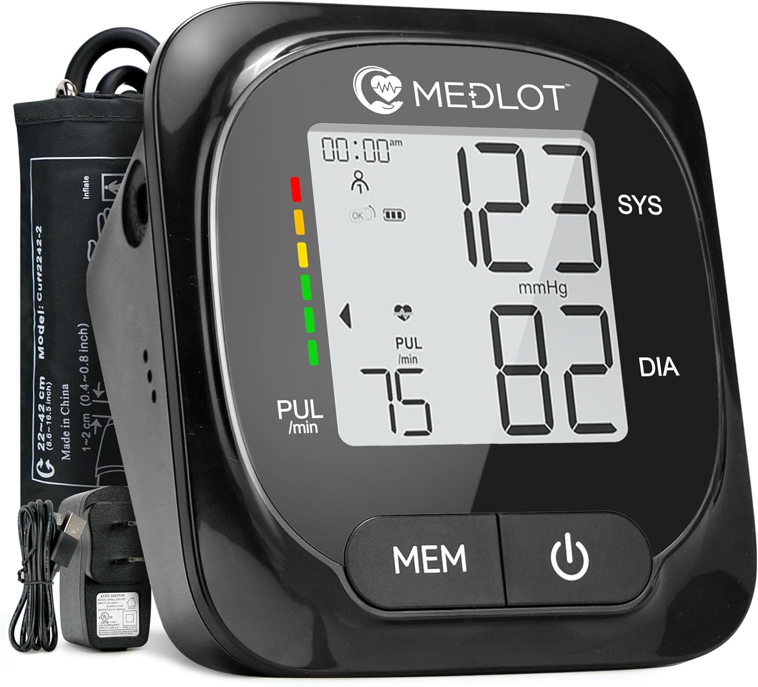 Upper Arm Blood Pressure Monitor for Home Use, Automatic Blood Pressure Monitor 8.6”-16.5”, Digital BP Machine, 2 User 300 Reading Memory, Blood Pressure Machine with Adapter and Storage Bag