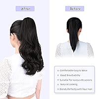 Vista 4 de Extensión de cola de caballo, extensiones de cabello con clip de garra de 16 pulgadas, extensiones de cabello corto rizado, extensión de cola