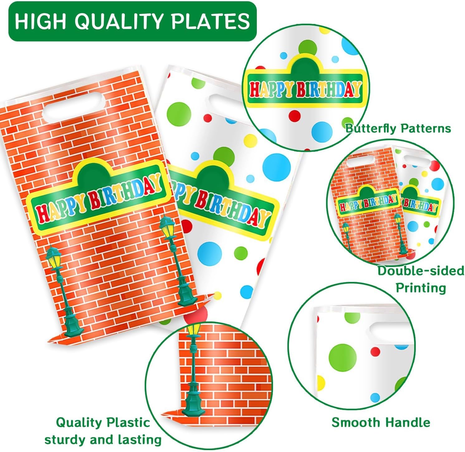 30pcs Red Brick Wall Street Gift Bag Modern Cartoon Sesame Letter Print Bag for Sesame Friends Birthday Party Decorations ﻿ image 4