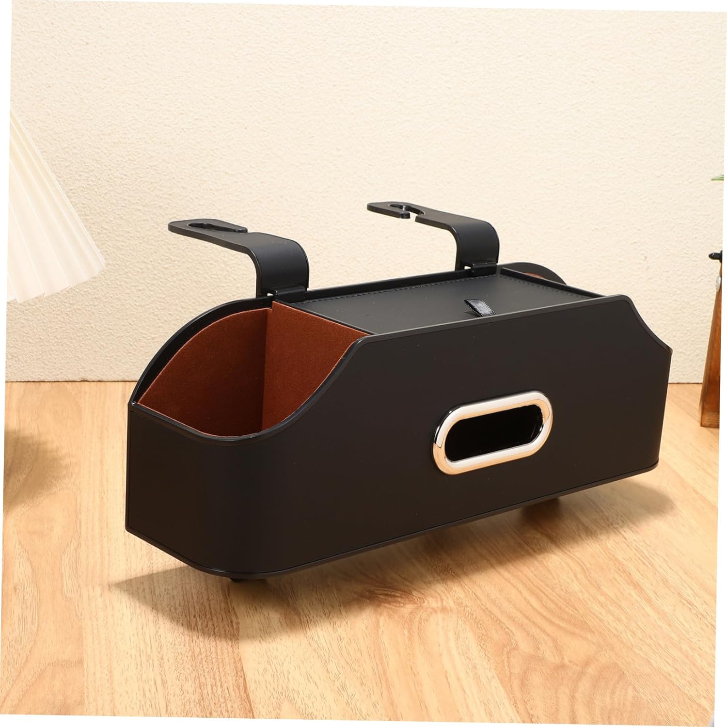 PRETYZOOM 1set Car Seat Back Storage Organizer Cup Holder and Tissue Holder Multi-Functional Headrest Box for Rear Seat Easy Installation Artificial Ample Storage Capacity Classic Black