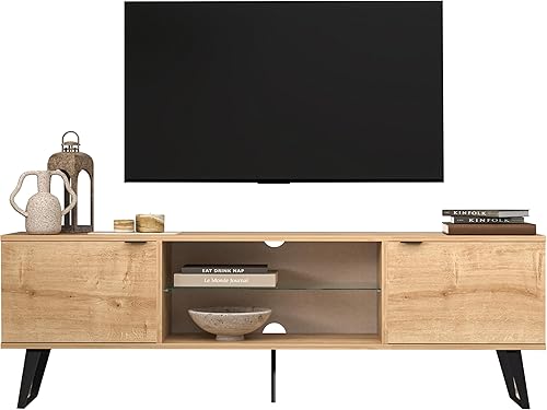 Miniatura 9 de Atelier Mobili - Soporte de TV moderno de mediados de siglo de 75 pulgadas, centro de entretenimiento de granja con almacenamiento, mueble de TV