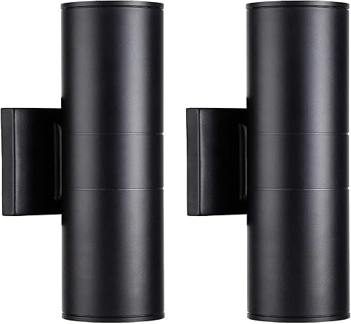 Tipace Luces de porche para exteriores, modernas, color negro, luces cilíndricas exteriores, impermeables, para patio, entrada, garaje (bombillas no